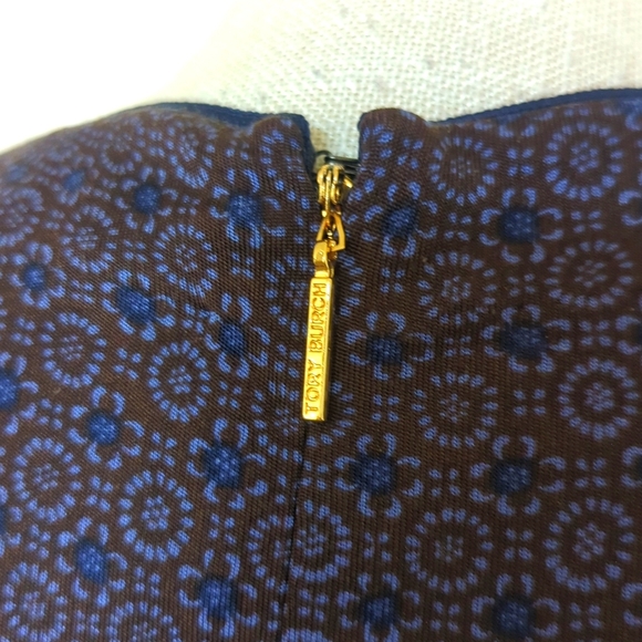 Tory Burch Flavia Blue Multicolored Long Sleeve Silk Dress - Picture 10 of 12